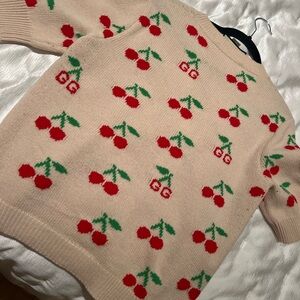 Gucci Beige Cherry Pattern Women Sweater